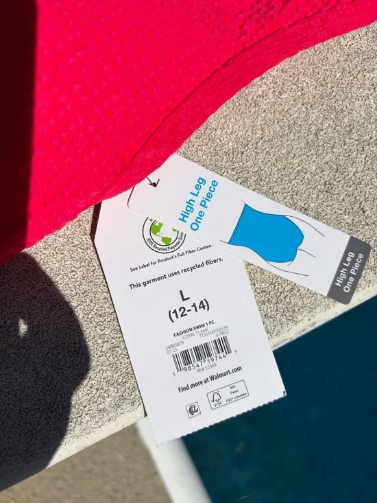 Time and Tru Bright Coral  One-Piece Swimsuit - Picture 4 of 6